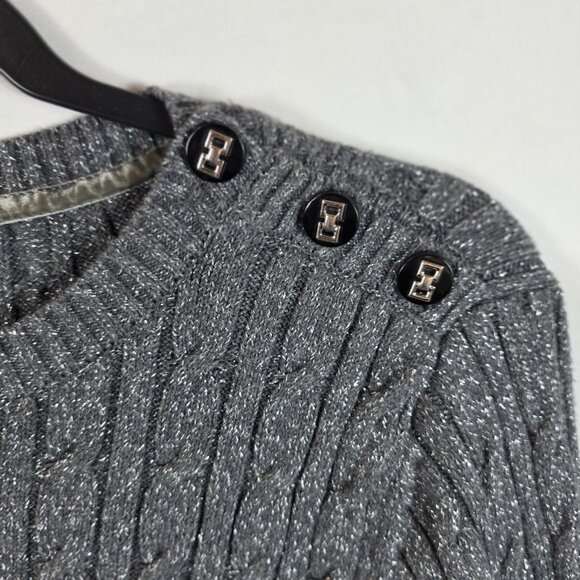Charter Club Cable Knit Sweater Women's Size XL Gray & Silver Cotton Blend - Picture 3 of 11